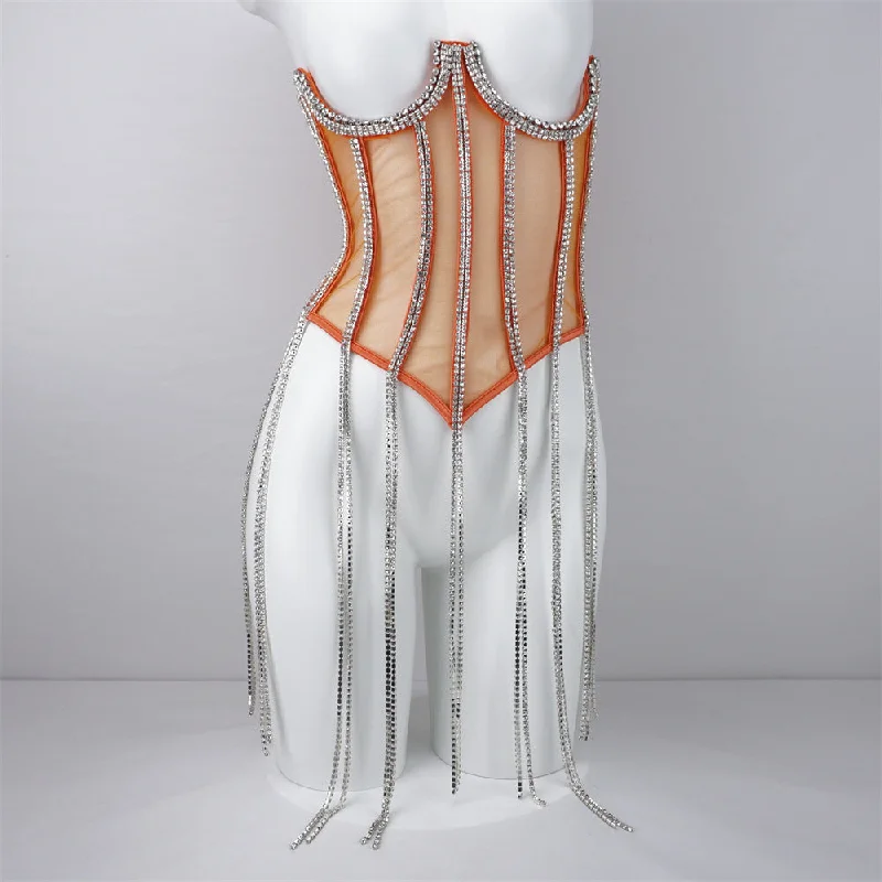 Bargain Alert Mesh Diamond Chain See-Through Shiny Strap Crop Tops Wholesale Women'S Tops Bargain Alert Mesh Diamond Chain See-Through Shiny Strap Crop Tops Wholesale Women'S Tops