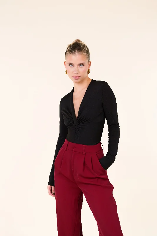 Weekend Offers That Excite Bodysuit met knoopdetail zwart - Alyna