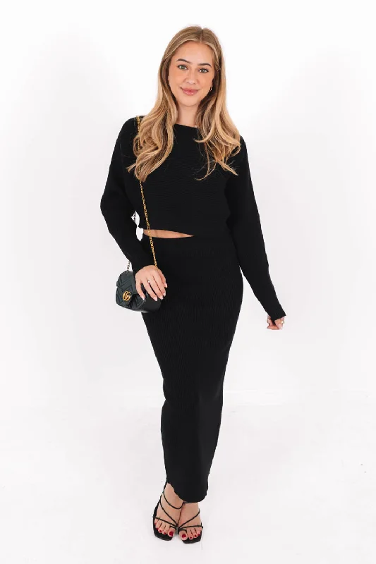 Early Bird Discount Back To Business Cropped Sweater - Black