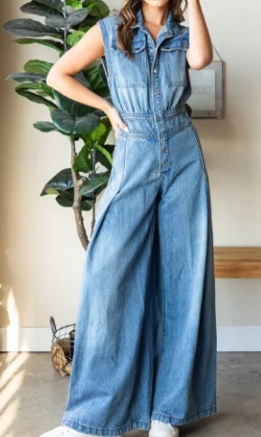 Stock Clearance Devin Denim Jumpsuit