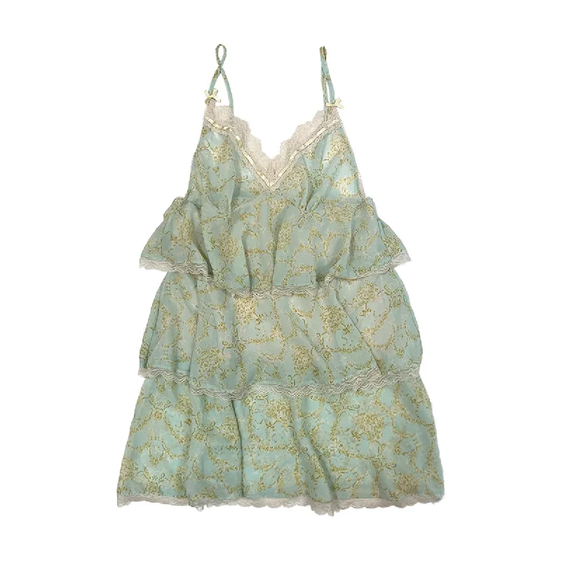Weekend Savings Sensation Lace Trim Floral Ruffle Camisole