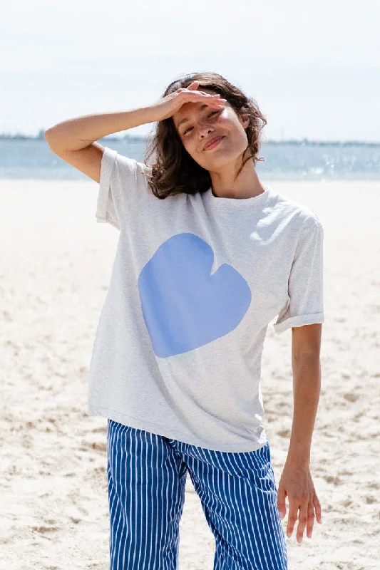 Crazy Deals CORNFLOWER HEART TEE - Grey Marle/Cornflour