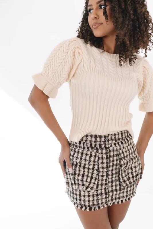 Value Pack Cable Knit Charm Top - Ivory