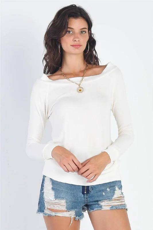 Super Bargain Ivory Soft Flannel Long Sleeve Top