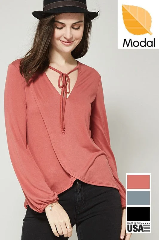 Limited Availability Wrap Shirt W/ Neck Tie