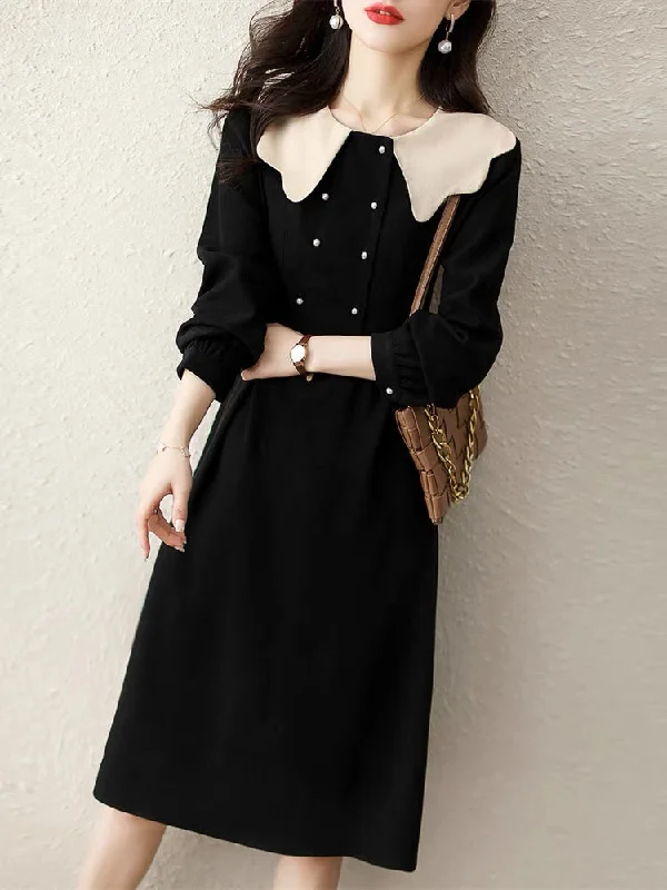 Shop Now Black Dress W/ Contrast Collar
