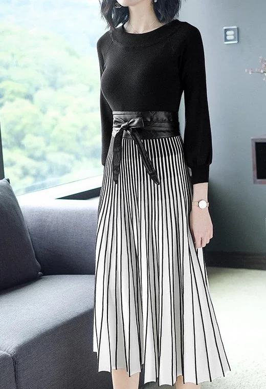 Weekend Offers That Dazzle Pleated Tencel Dress W/ Belt