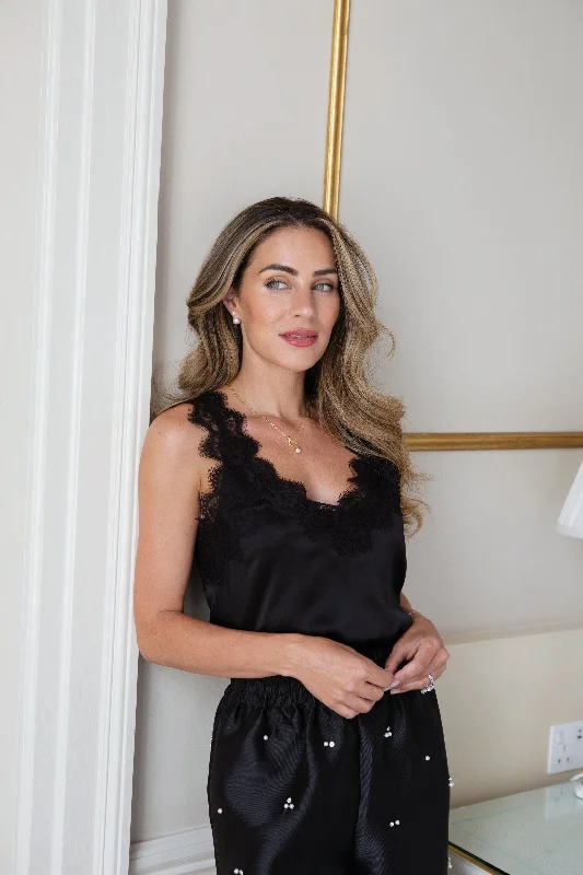 Shop Now "The Becky" - Silk Cami (Bra Friendly Black)