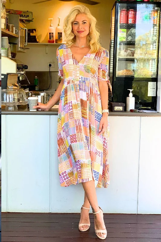 Stock Clearance Summer Fun Yellow Midi Dress