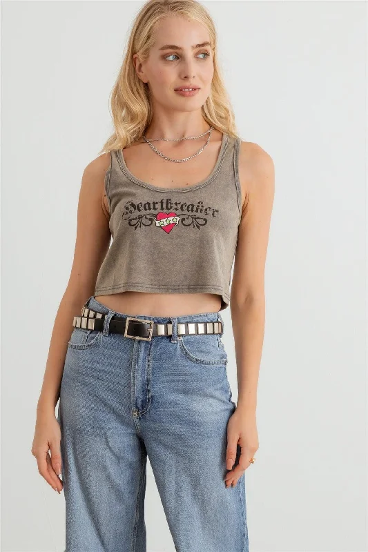 Markdowns Vintage Printed Sleeveless Crop Top