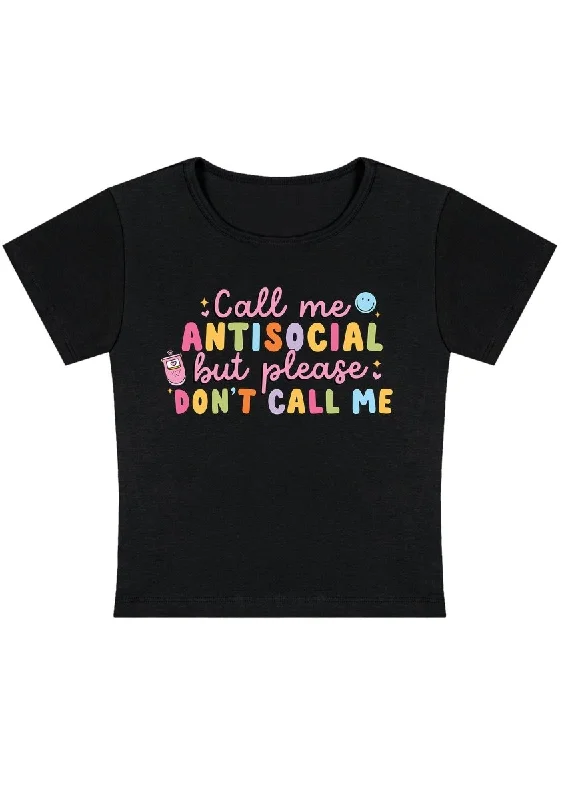 Shop and Save Call Me Anti-Social Y2K Baby Tee