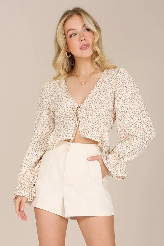 Year-End Clearance Floral frill blouse
