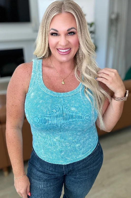 Must-Have Deals Go the Distance Ribbed Tank in Ice Blue