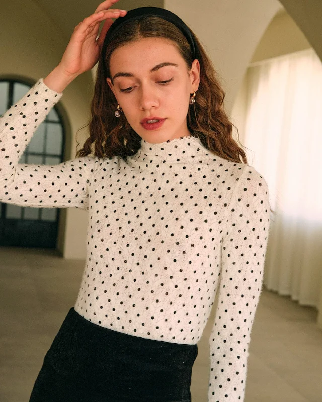 Weekend Savings Sensation The Polka Dot Mock Neck Knit Top