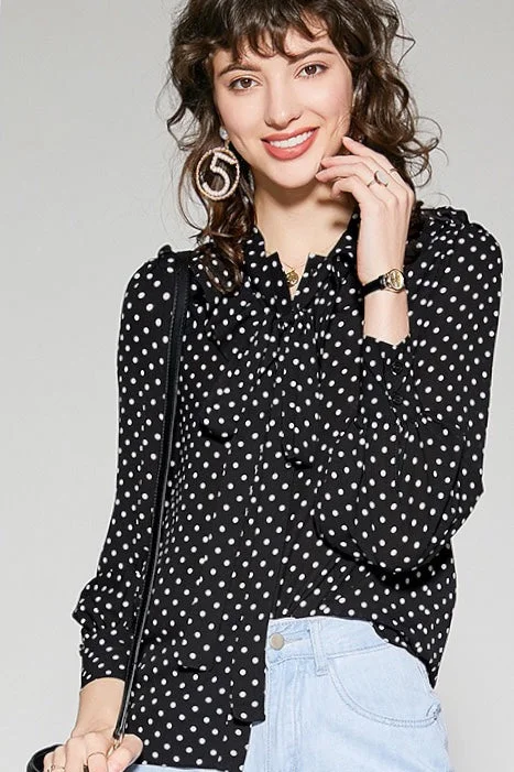 Value Pack Chiffon Dot Blouse W/ Tie