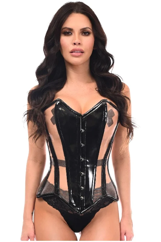 Price Cut Fabulous Black Patent & Nude Steel Boned Corset Delight