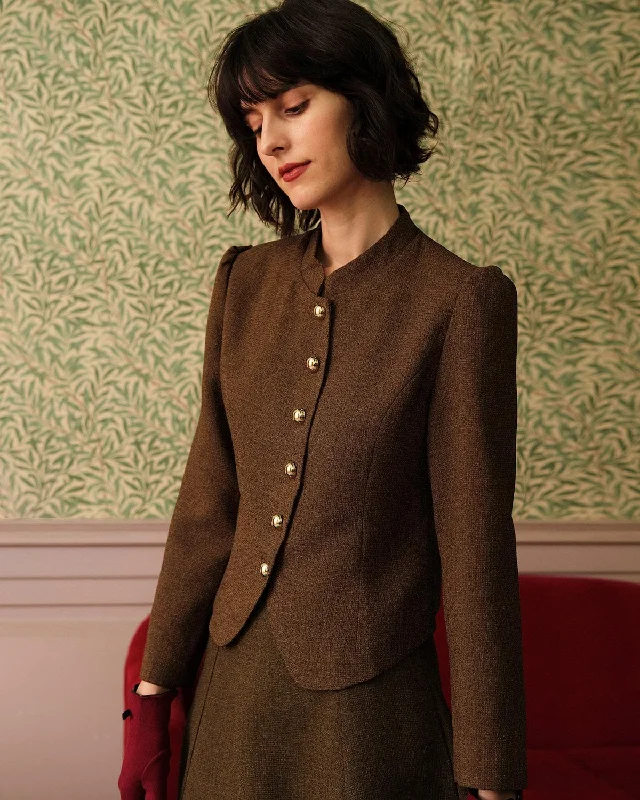 Today’s Deal The Solid Retro Single-breasted Tweed Jacket