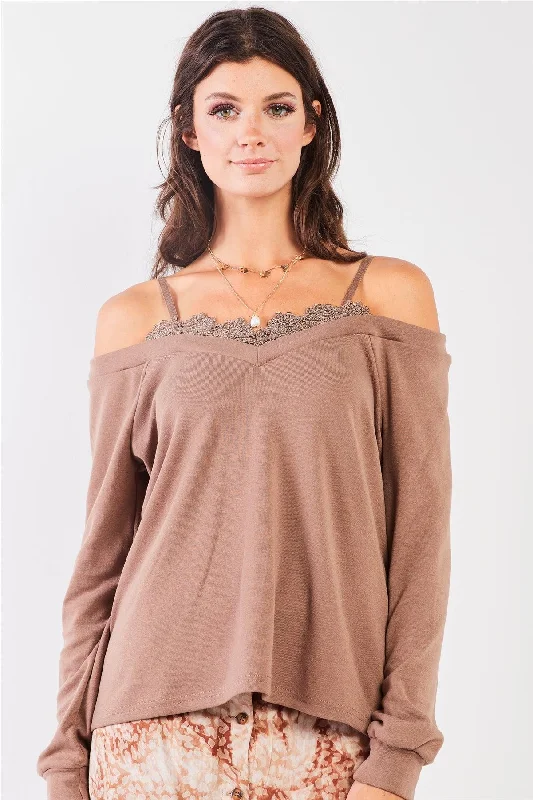 Unbeatable Deal Off-The-Shoulder Lace Trim Sweetheart Neck Top