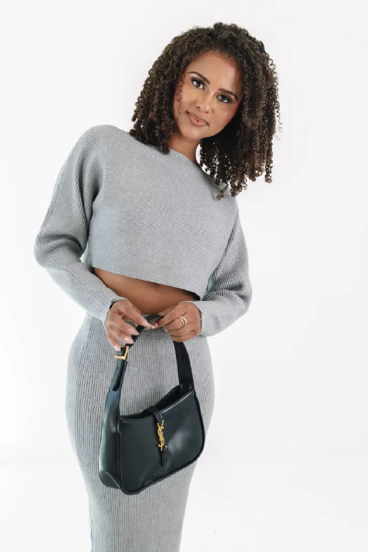 Now Available Back To Business Cropped Sweater - Grey