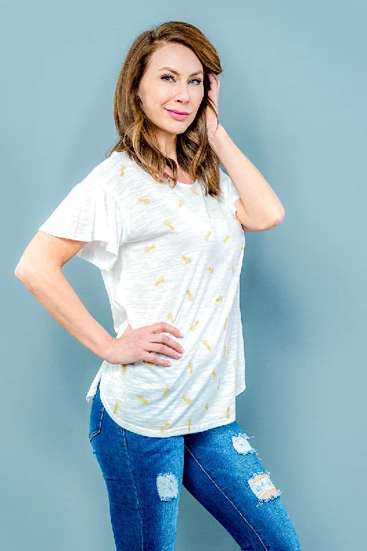 Price Break Short Sleeve Tee Shirt Top Pineapple Print(D72218-SW630)
