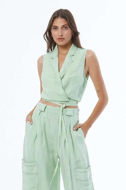 Deep Savings Bar Harbor Wrap Top // Green Fig Pigment ~ NO RETURNS
