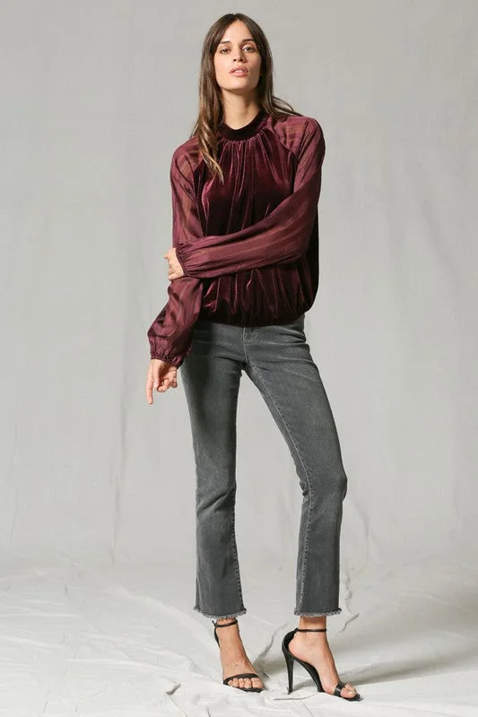 Weekend Bargains Galore Velvet Crew Neck Blouse