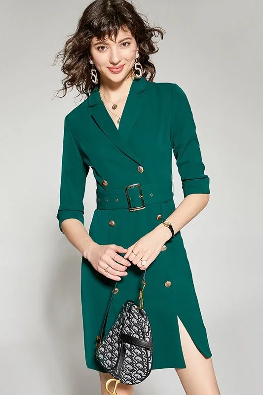 Weekend Savings Bonanza Double Breasted Blazer Dress W/ Belt