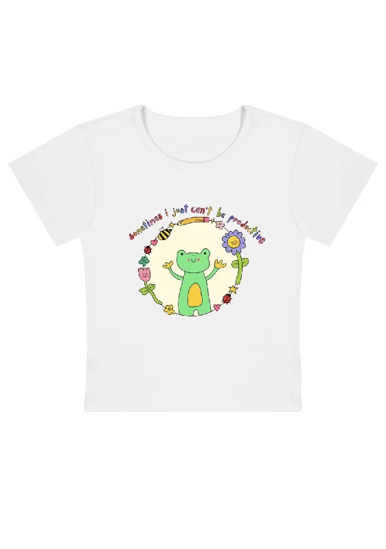 Weekend Offers That Dazzle I Just Can't Be Productive Y2K Baby Tee