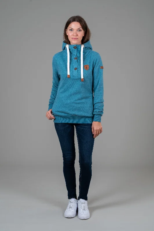 Clearance Sale Jas Peacock Blue Button Neck Hoodie