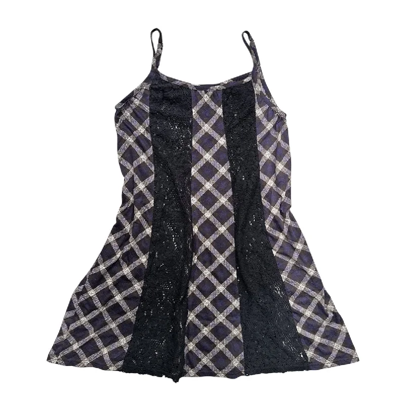 Quick Deals Checked Sheer Lace Cami Dress