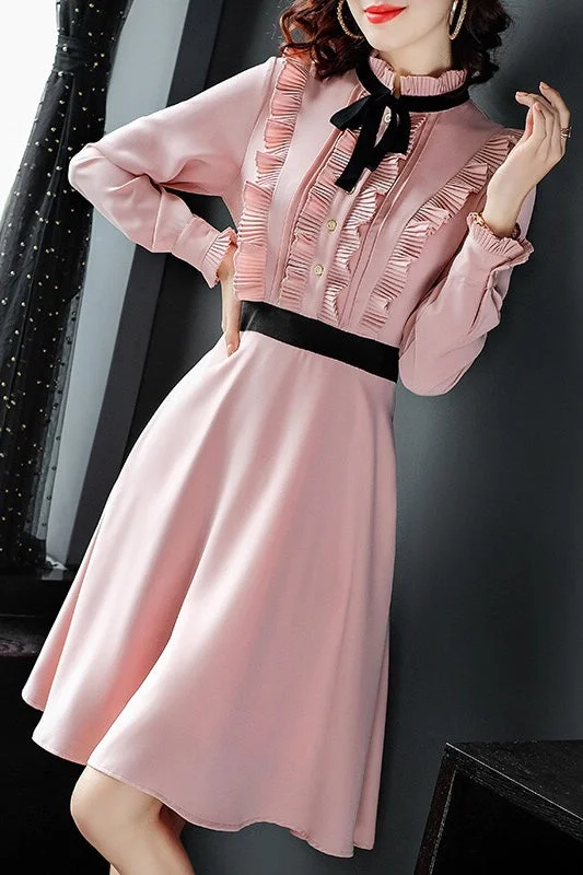 Deal of the Day Pink Dress W/ Front Ruffle