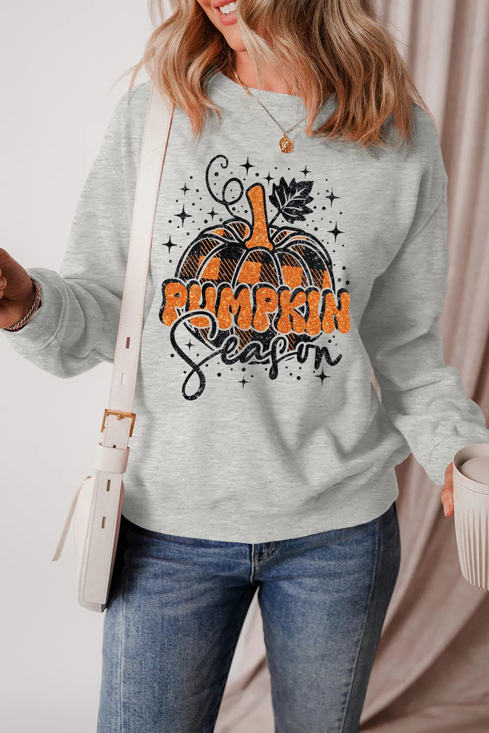 Unwind with Weekend Discounts Pumpkin Season Women's Graphic Long Sleeve Sweatshirt