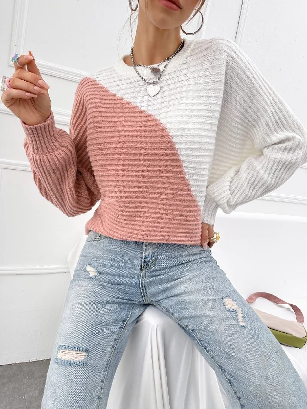 Online Exclusive Casual Colorblock Rib-Knit Long Sleeve Stand Collar Regular Women Sweater Online Exclusive Casual Colorblock Rib-Knit Long Sleeve Stand Collar Regular Women Sweater