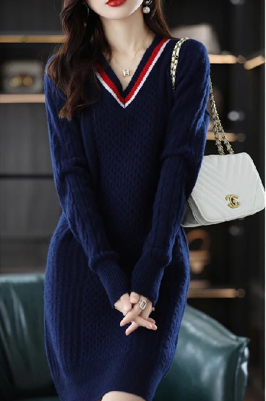 Unmissable Sale V Neck Knit Mini Dress