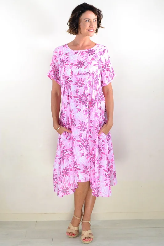 Midnight Sale Pink Petals Midi Tunic Dress