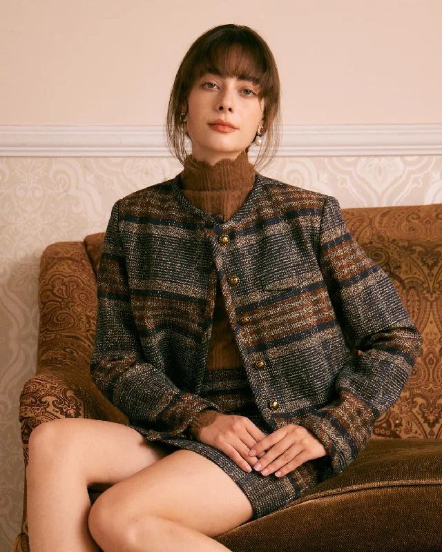 Closeout The Brown Striped Single Breasted Jacket