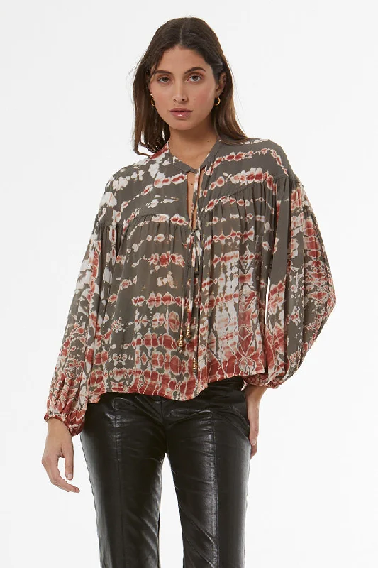 Closeout Abbey Top with Beads // Deep Rust Ladder Wash