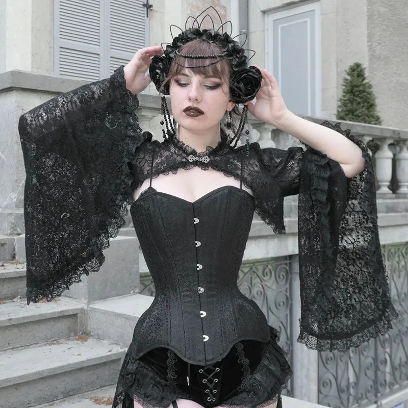 Flash Deals Gothic Punk Style Flared Sleeve Lace Hollow Cheongsam Button Silk Blouse Wholesale Womens Tops Flash Deals Gothic Punk Style Flared Sleeve Lace Hollow Cheongsam Button Silk Blouse Wholesale Womens Tops