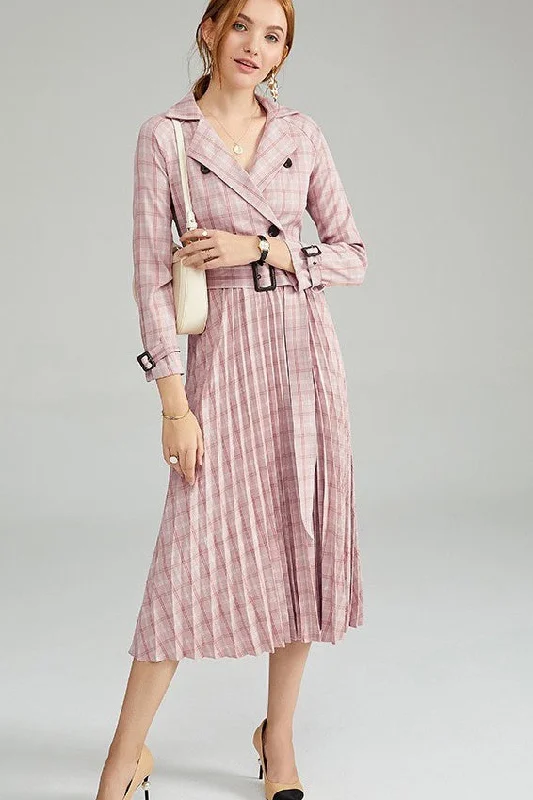 Weekend Shopping Bliss Plaid Dress W/ Pleats