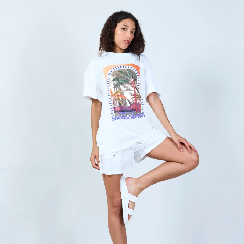 Year-End Clearance Tropical archway print t-shirt wholesale