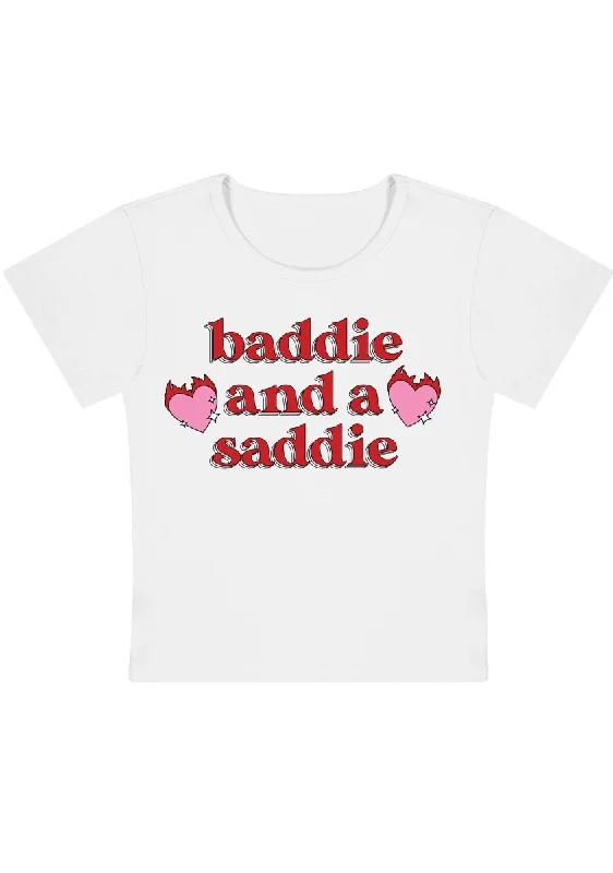 Value Deals Baddie And A Saddie Y2K Baby Tee