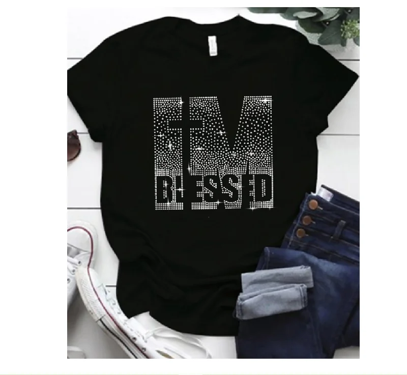 Bonus Savings High quality manufacturing wholesale custom summer fashion blouses bless letter printed tops T shirts for women