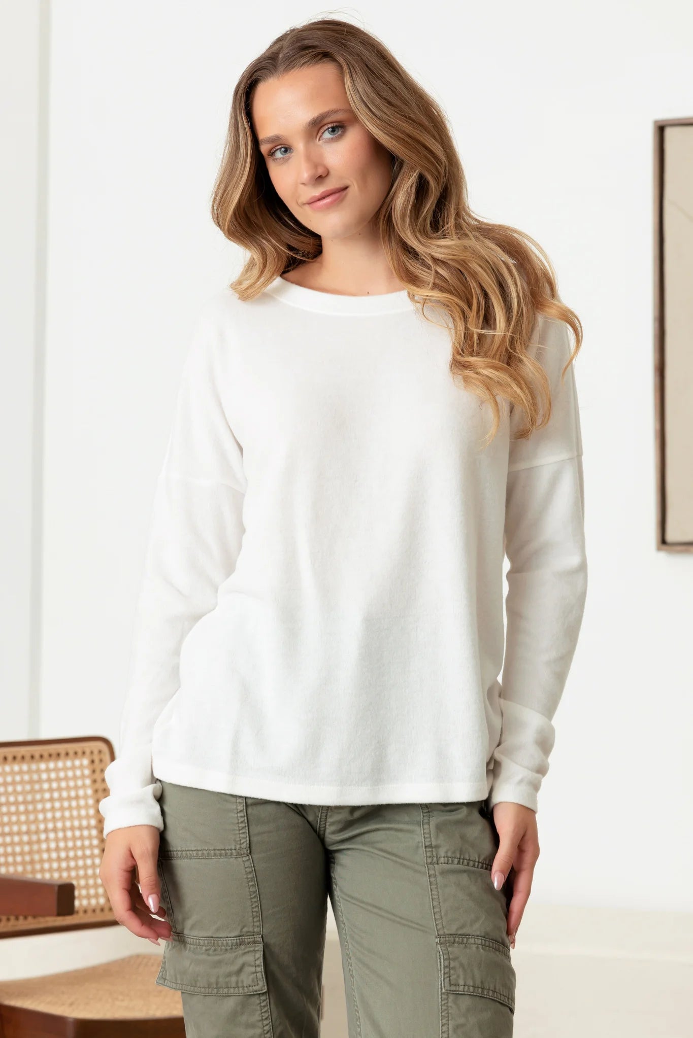Unmissable Offer Crew Neck Long Sleeve Soft Cozy Top