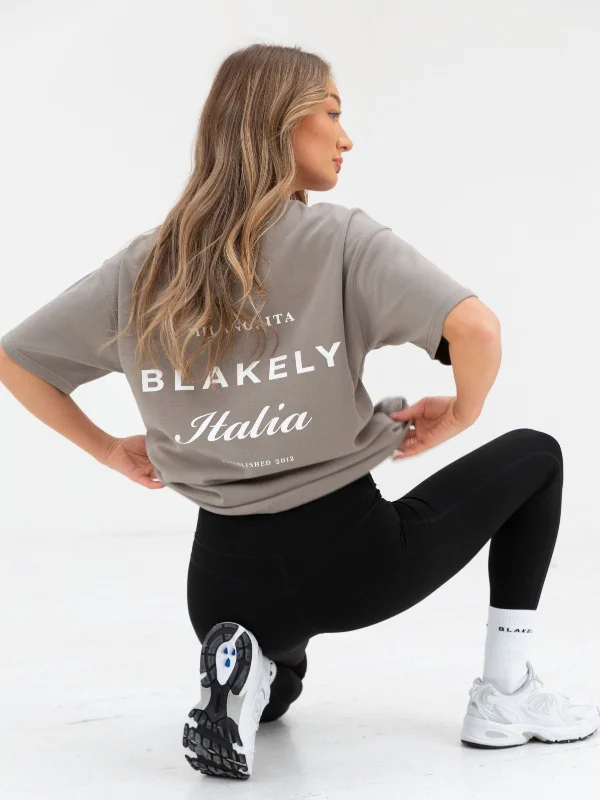 Reduced Price Italia Oversized T-Shirt - Stone Grey