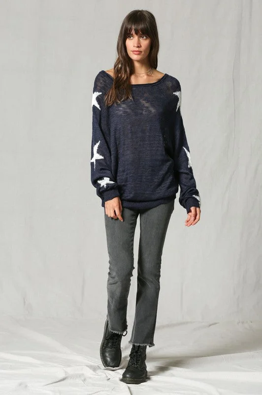 Weekend Deals You Can't Resist Knit Top w/ Star Details