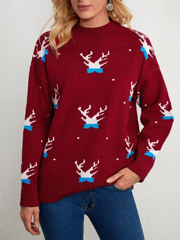 Weekend Special Casual Christmas Long Sleeve Round Neck Regular Women Sweater