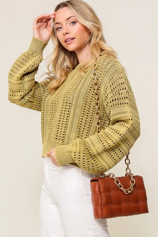 Deal of the Week Acid Wash Round Neck Sweater