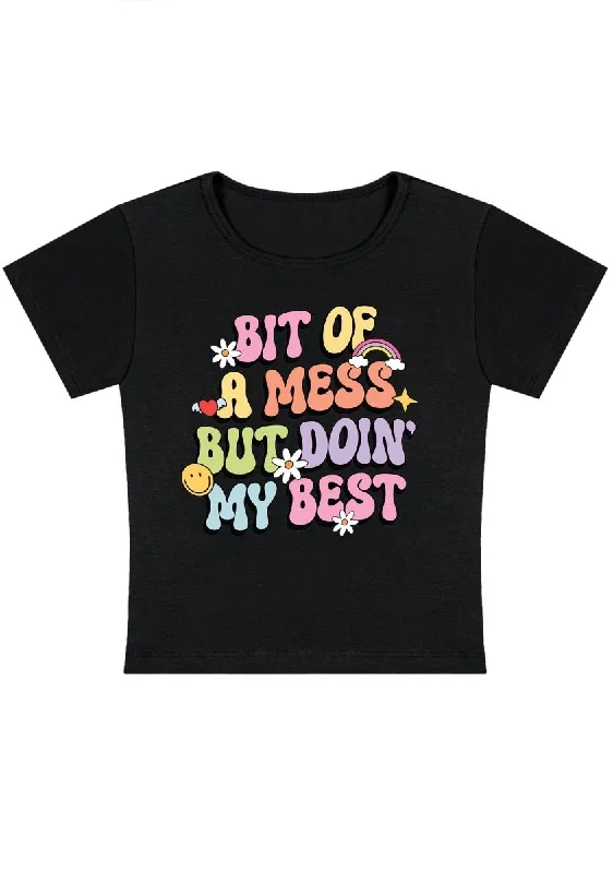 Steals and Deals Bit Of A Mess Y2K Baby Tee