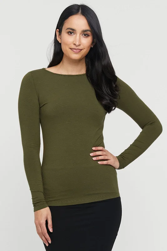 Weekend Specials to Delight Amy Boatneck Top - Dark Olive