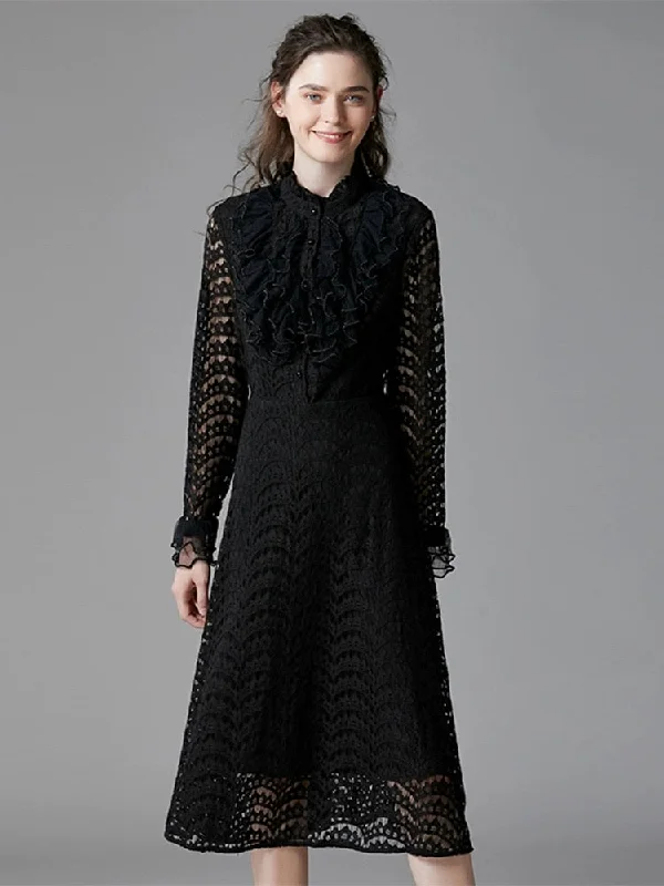 Weekend Offers That Sizzle Lace Dress W/ Beaded Ruffles